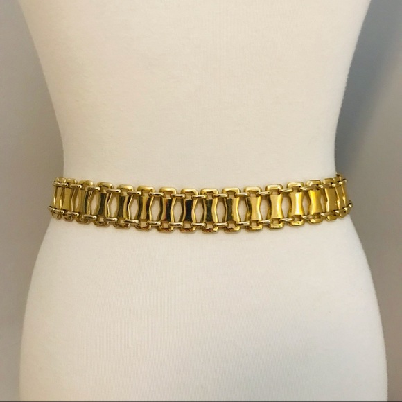 Italian Leather & Gold Chain Belt - Picture 2 of 3